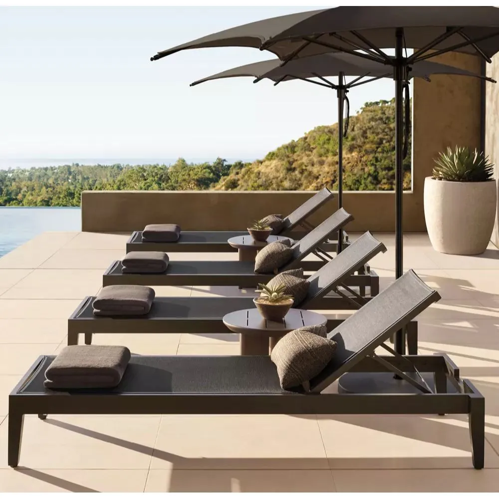 Balmain Aluminum & Mesh Stacking Adjustable Chaise (6)