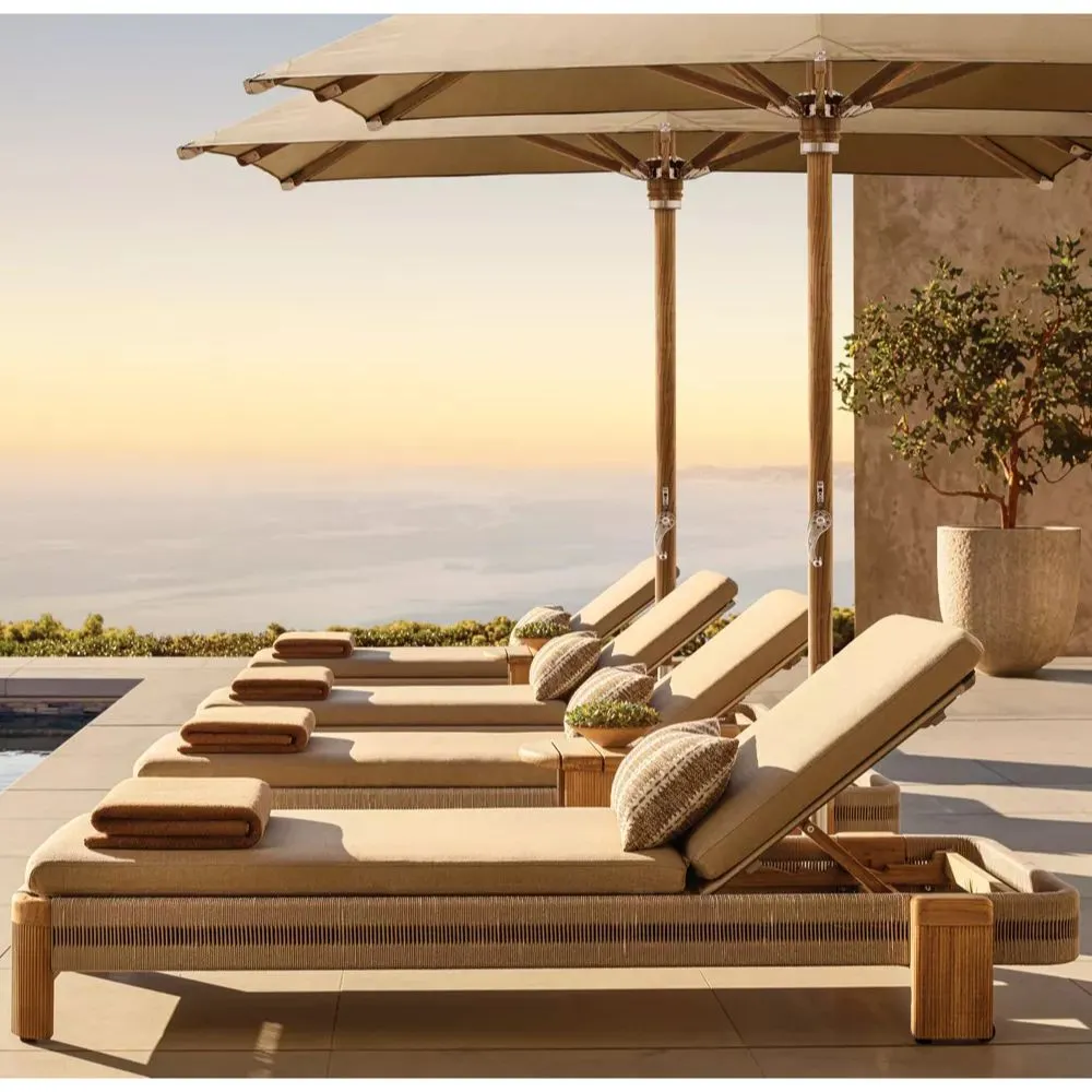 Striata Teak & Mesh Stacking Adjustable Chaise (3)