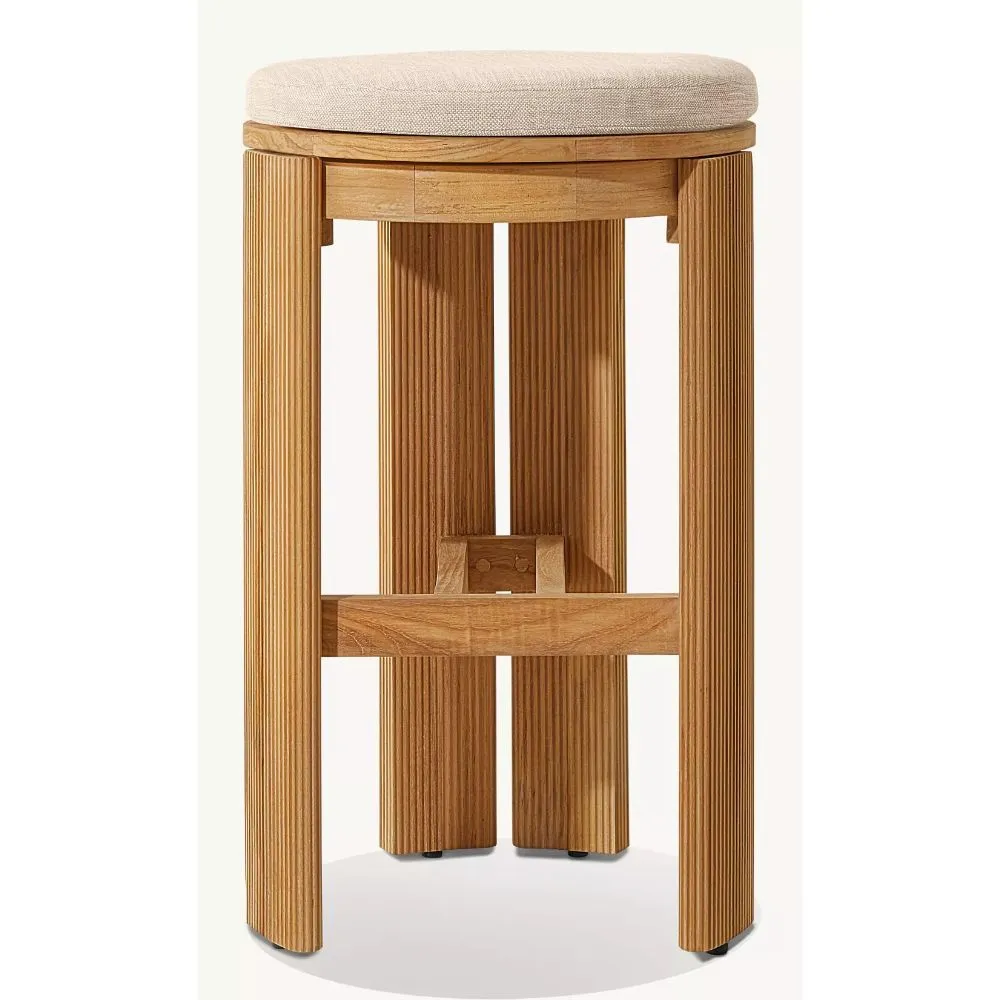 Striata Teak Swivel Bar & Counter Stool (1)