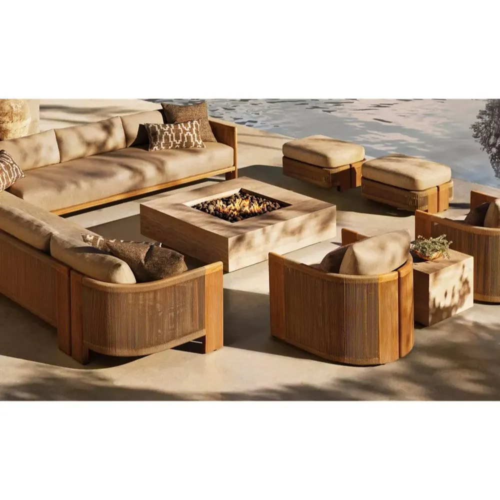 Striata Teak Swivel Lounge Chair (1)