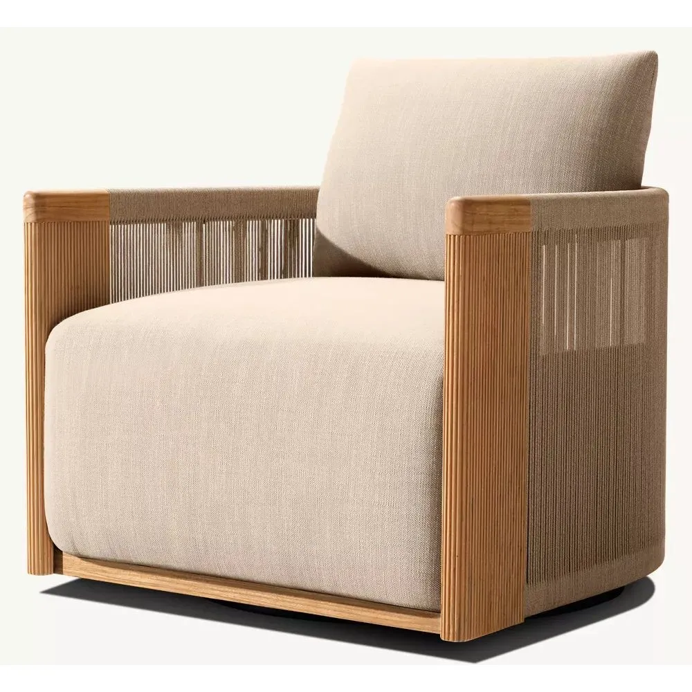 Striata Teak Swivel Lounge Chair (4)