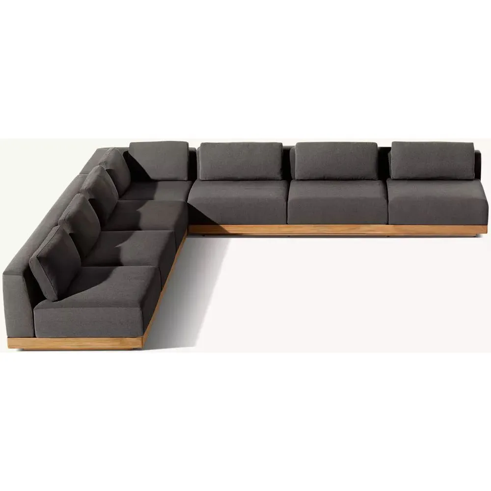 Santos Teak Modular L-Sectional with Corner Chair (1)