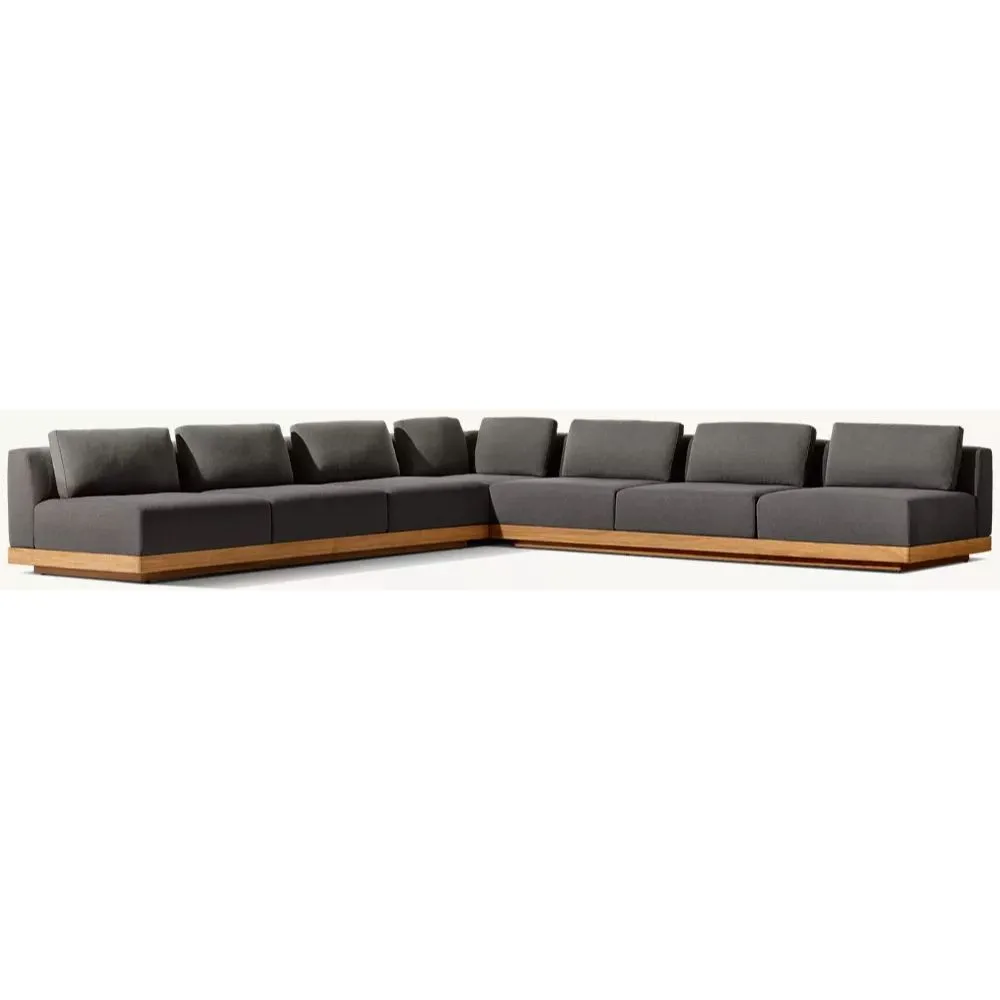 Santos Teak Modular L-Sectional with Corner Chair (2)