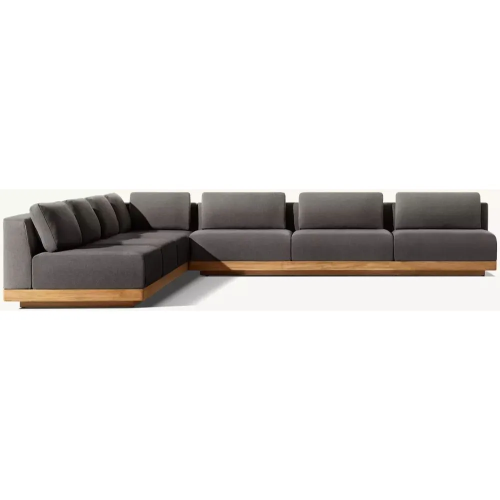 Santos Teak Modular L-Sectional with Corner Chair (3)