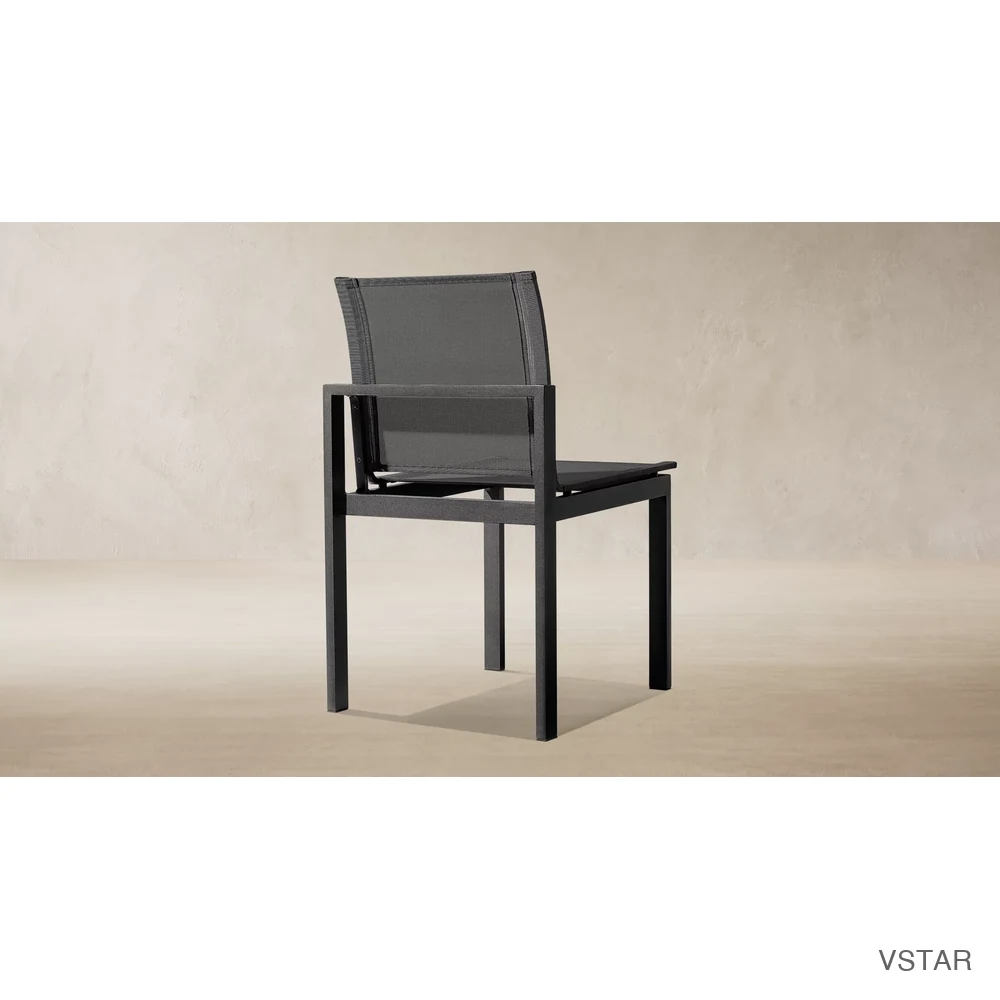 Aegean Aluminum & Mesh Stacking Dining Side Chair-04