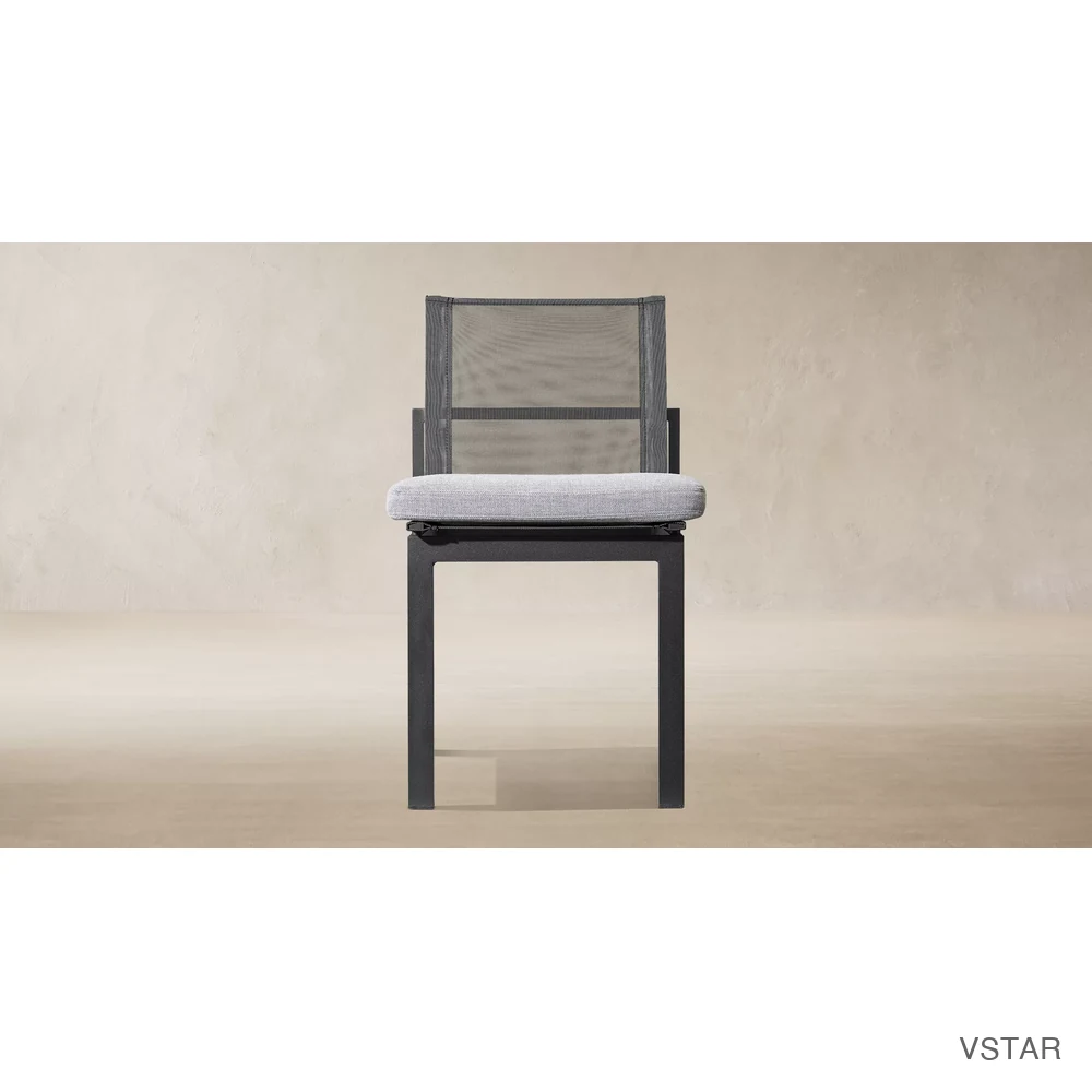 Aegean Aluminum & Mesh Stacking Dining Side Chair-05