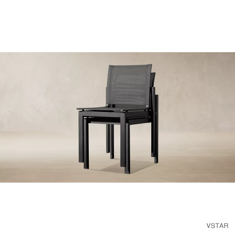 Aegean Aluminum & Mesh Stacking Dining Side Chair-06