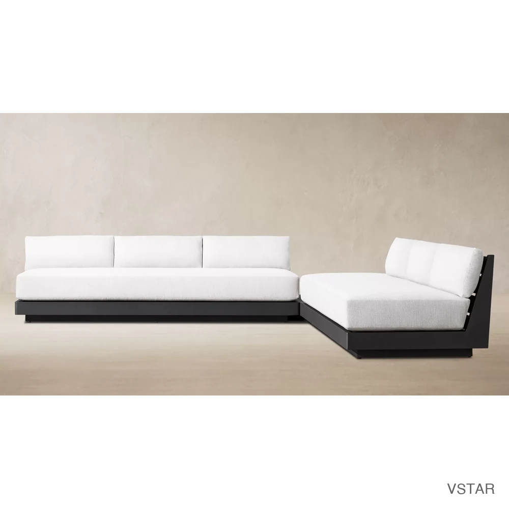 Maya Aluminum Modular L-Sectional with Square Side Table-01