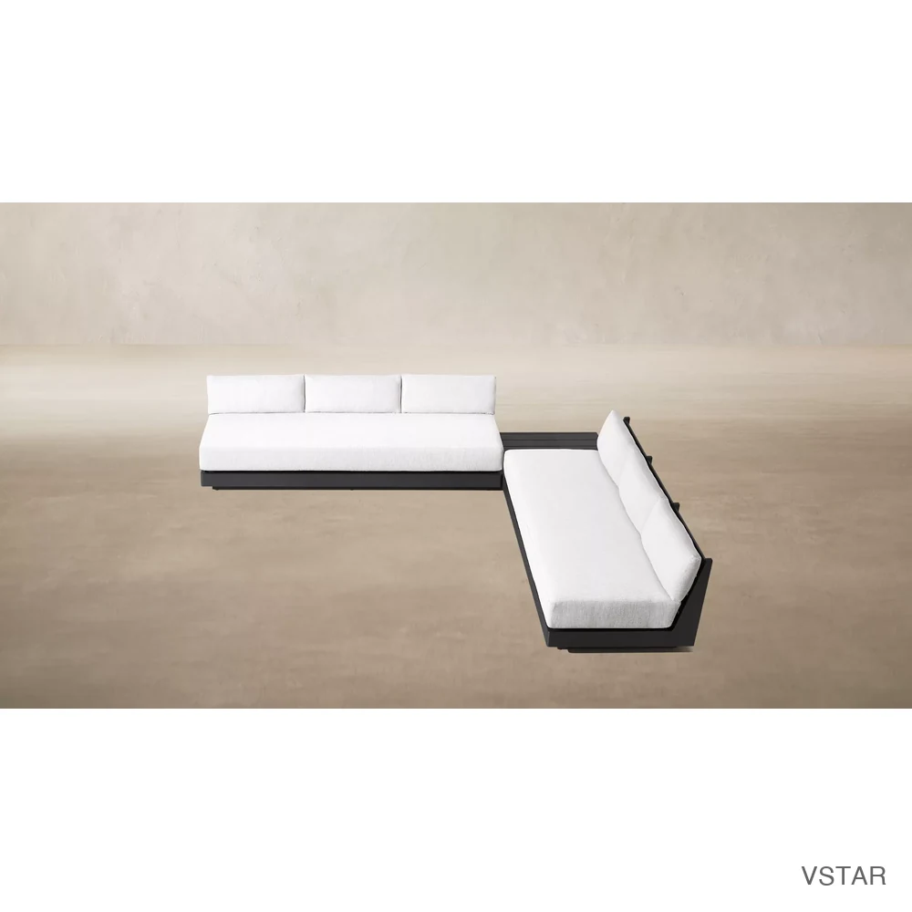 Maya Aluminum Modular L-Sectional with Square Side Table-02