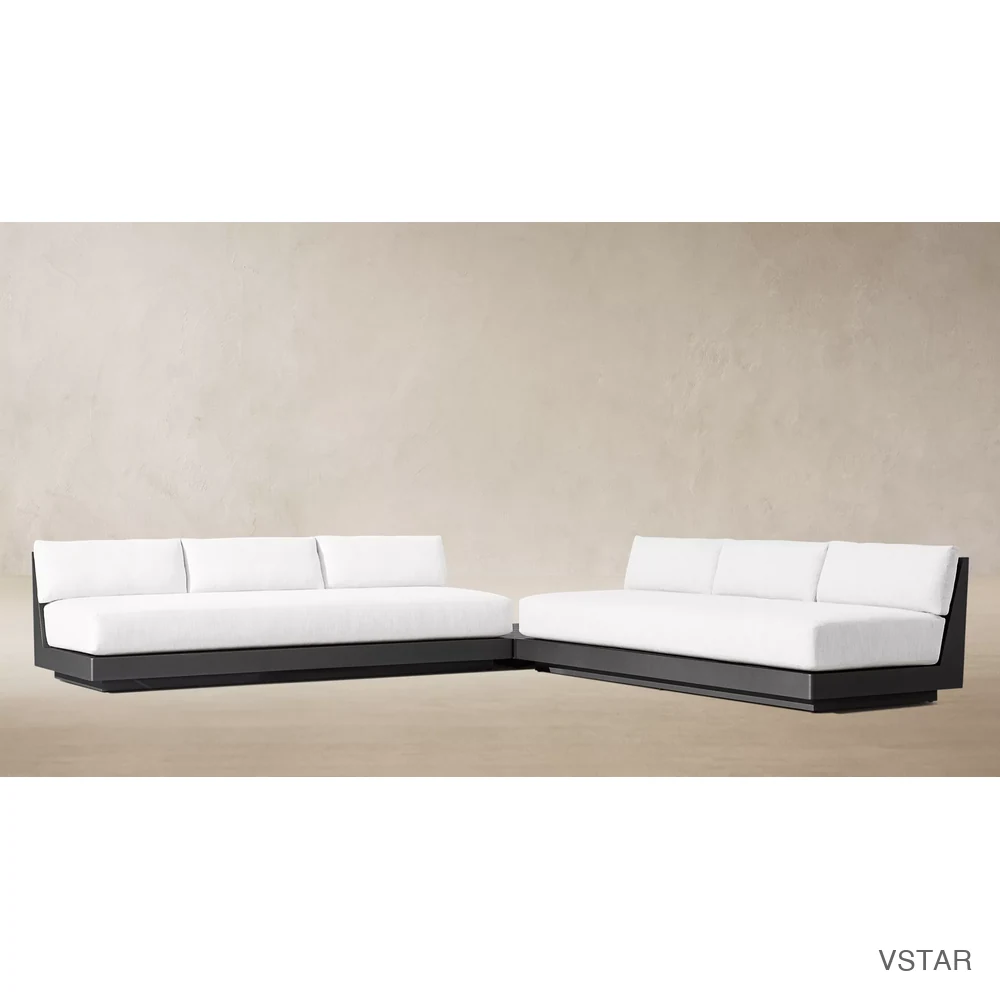 Maya Aluminum Modular L-Sectional with Square Side Table-03