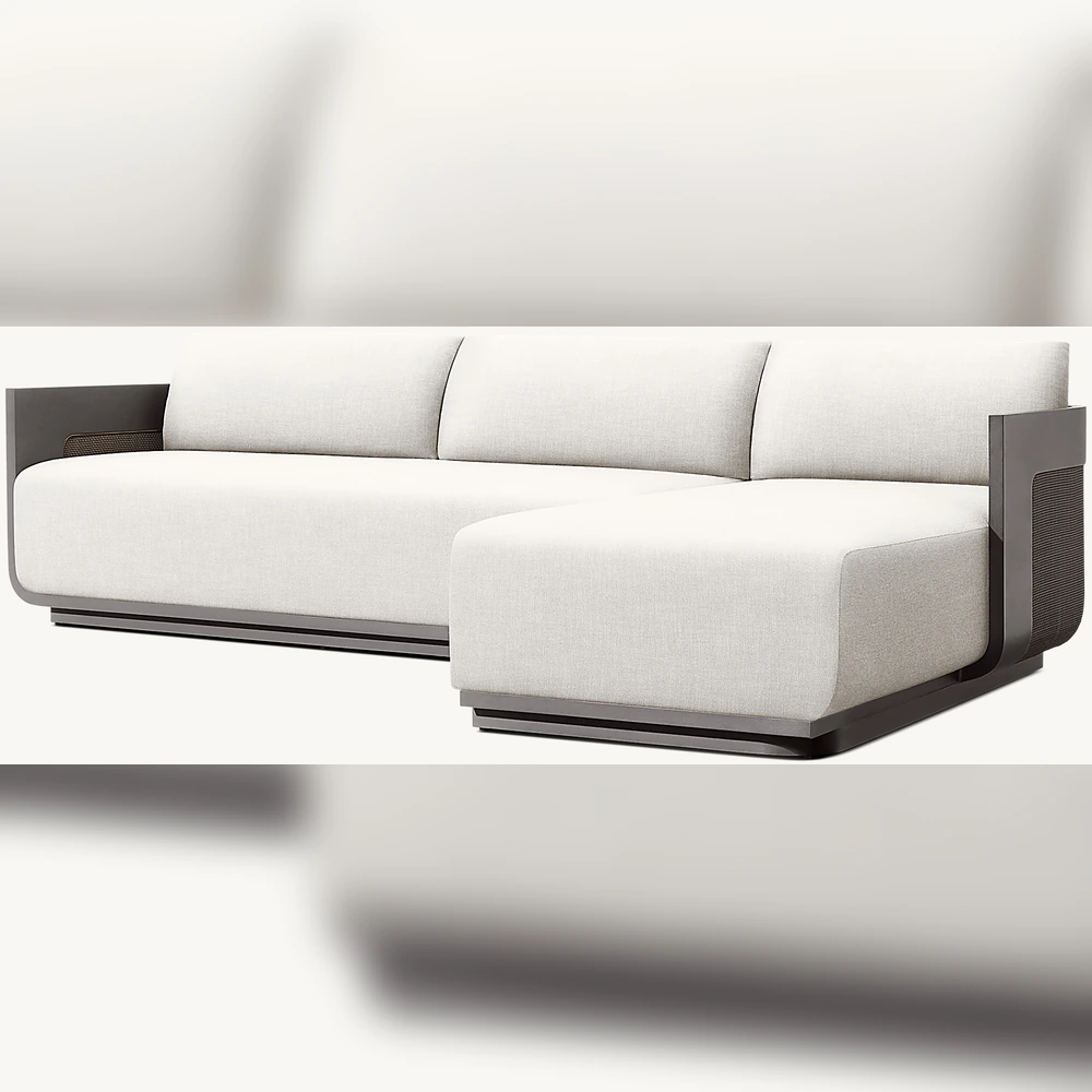 Sedona Cane Aluminum Right-Arm Chaise Sectional (1)